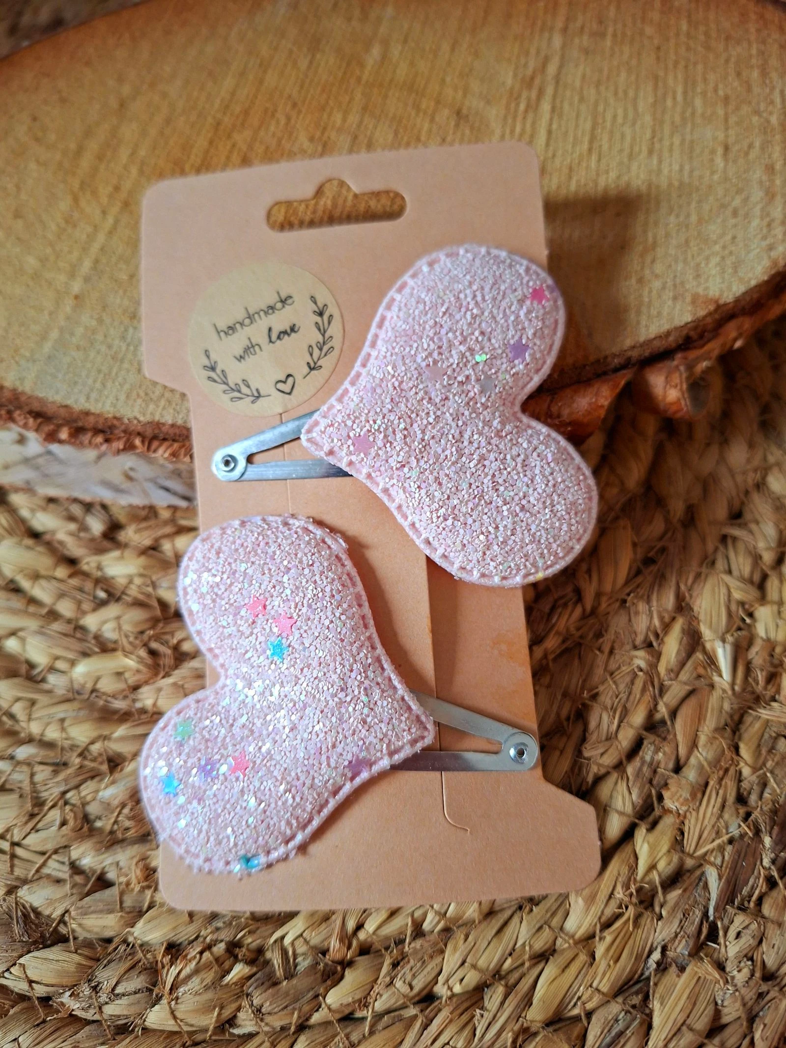 Haarknipjes met roze glitterharten